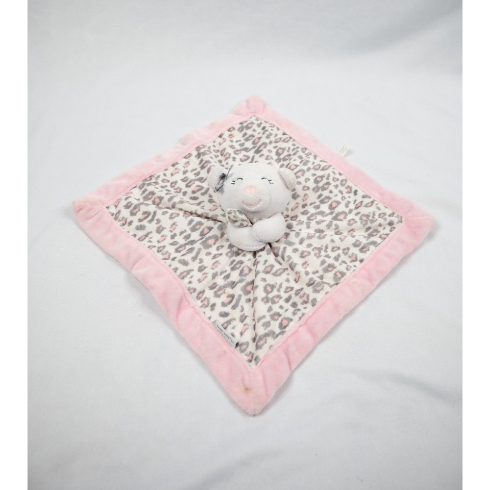 Carters Pink Gray Cheetah‎ Leopard Baby Security Blanket White Bear Lovey